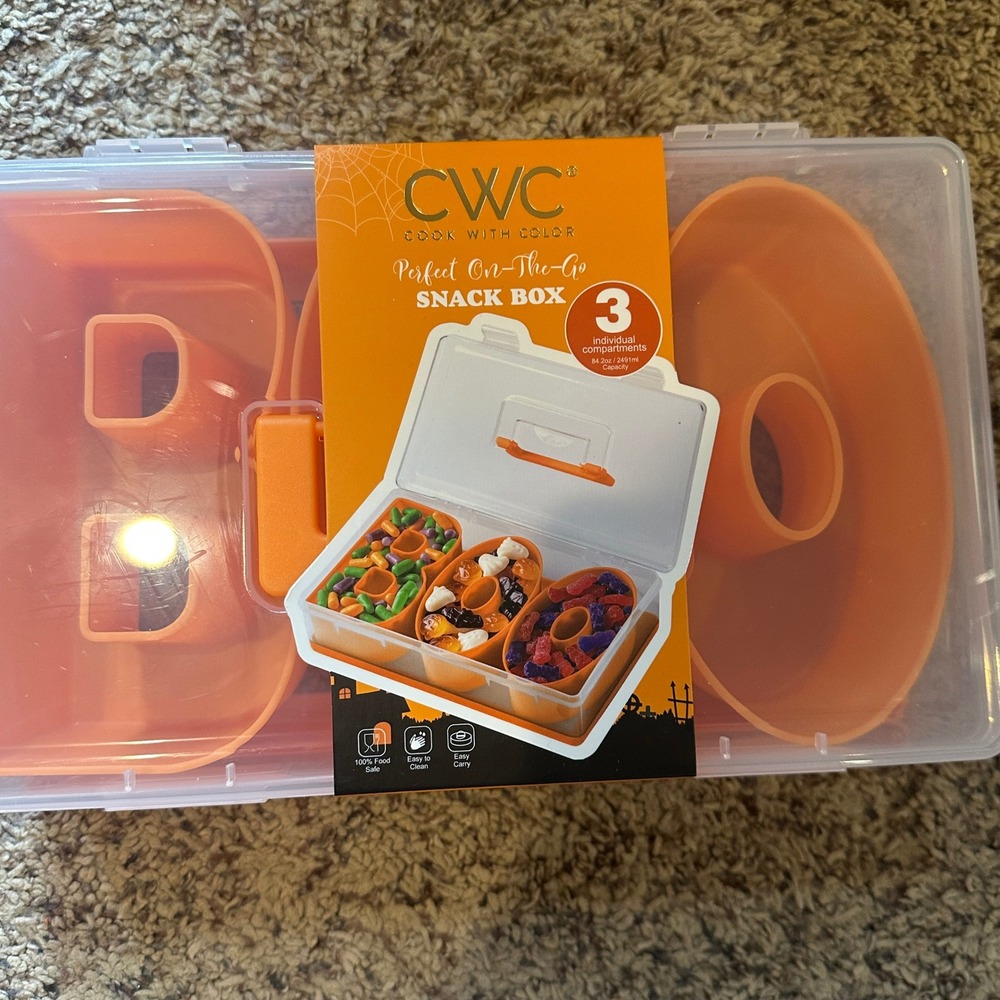 Cook With Color BOO Halloween Snack Box Divided Serving Tray Orange HWSNKTG7